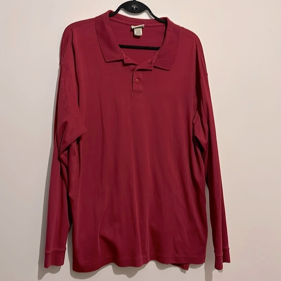 Vintage L.L. Bean Polo Shirt Men Sz XL Tall Red Pima Cotton Long Sleeve - Picture 1 of 5